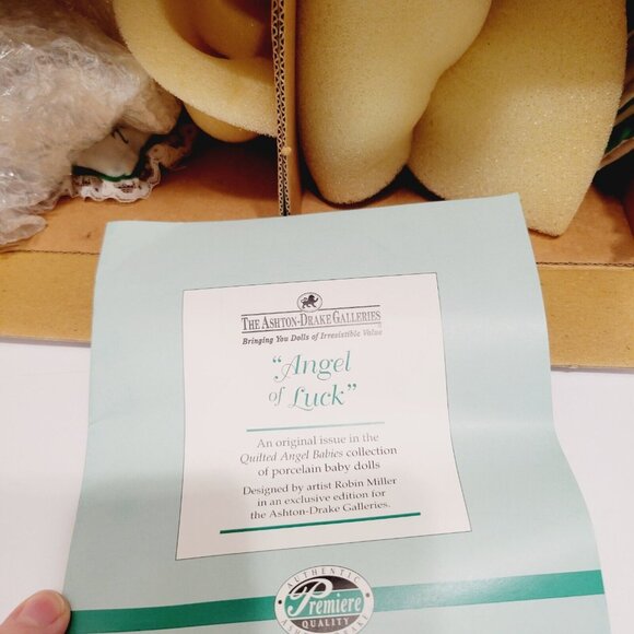 Ashton-Drake Galleries Porcelain Doll " Angel of Luck" Green Dress with Box - Picture 6 of 9